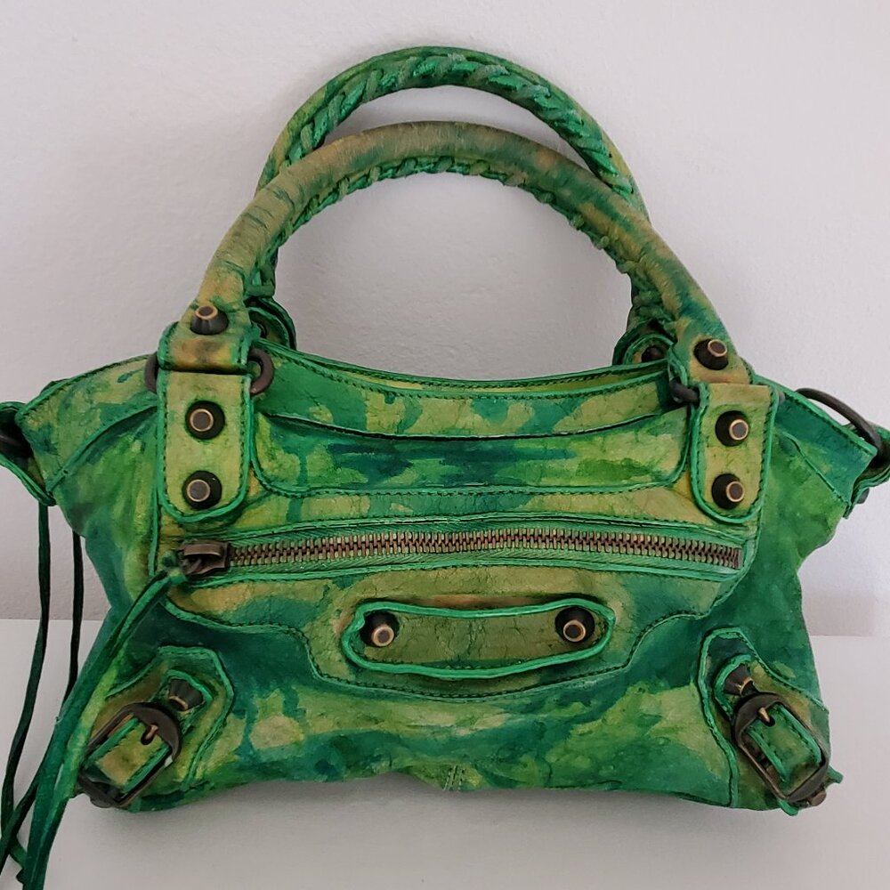 Balenciaga Graffiti Mini City bag first blue green neo yellow crossbody cagole